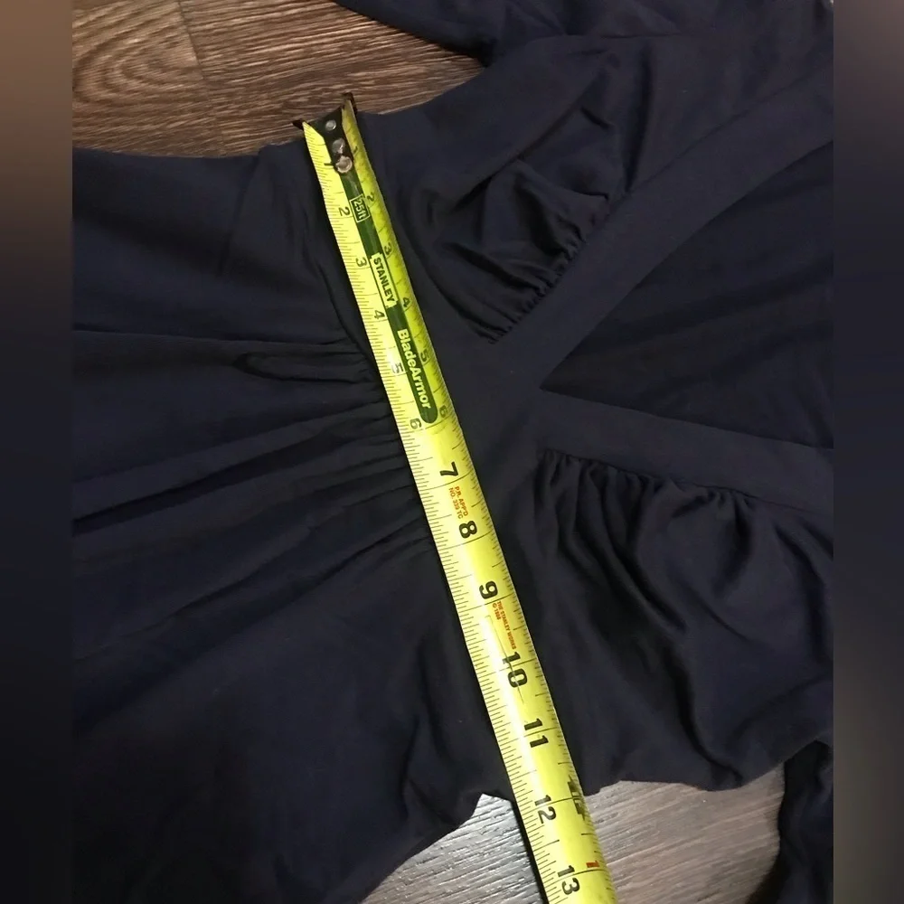 Susana Monaco 3/4 Sleeve Little Black Dress women's Size Small. Plunging v-neck - Picture 4 of 6